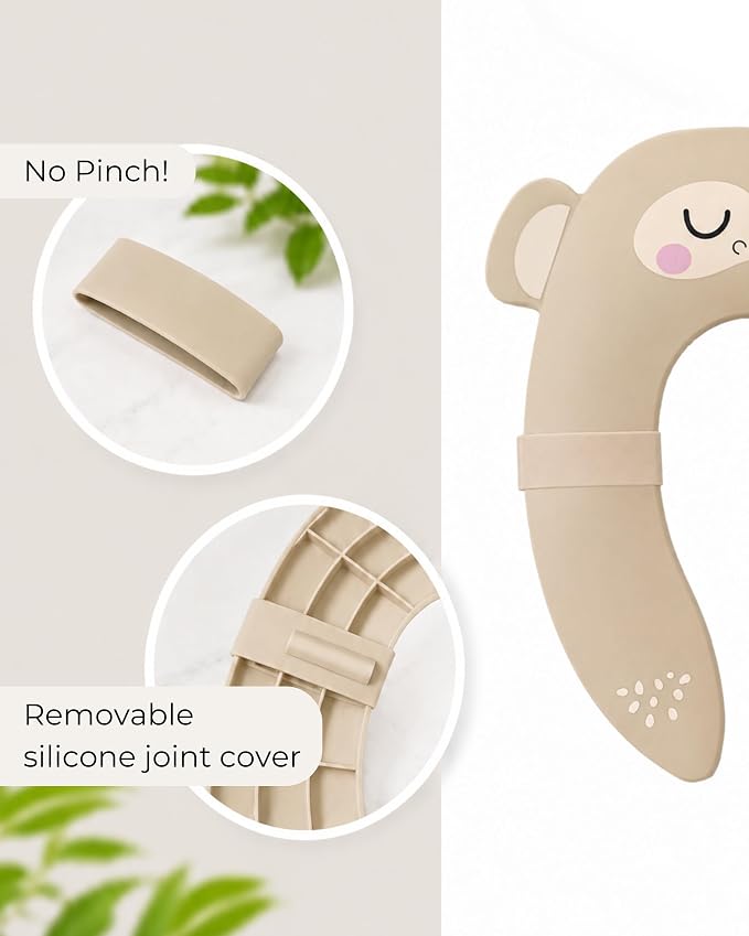 Hippypotamus Travel Potty Seat for Toddler - No-Pinch Folding Potty Training Seat - Non-Slip Silicone Grips - Includes Free Travel Bag (BEIGE Monkey)