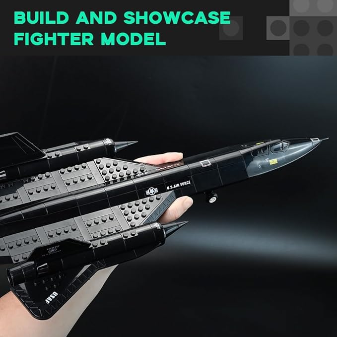 ArtorBricks SR-71 Reconnaissance Blackbird Airplane Military Building Set - 223 Piece Model Kit for Adults, Collectors & Hobbyists