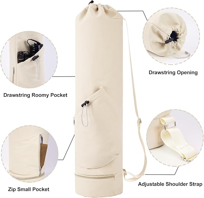 sportsnew Yoga Mat Bag with Water Bottle Pocket and Bottom Wet Pocket, Exercise Yoga Mat Carrier Multi-Functional Storage Bag, Patent pending