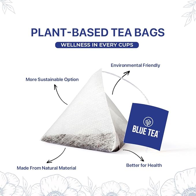 BLUE TEA - Butterfly Pea Flower Tea - 30 Count - Pyramid Plant Based Tea Bag | ANTIOXIDANT RICH | Caffeine Free - Detox Tea - Flower Based - Herbal Tea - Non-GMO | Tin Pack