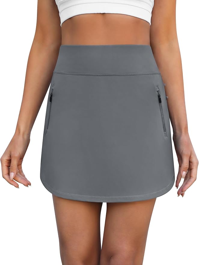 LouKeith Golf Skirts for Women Tennis Skirt with Zipper Pockets High Waisted Running Casual Athletic Skorts Built-in Shorts
