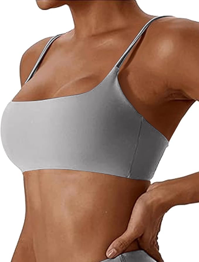 Comper Women's Sports Bras Wirefree Racerback Workout Bras Sexy Thin Straps Yoga Sport Bras with Removable Pads