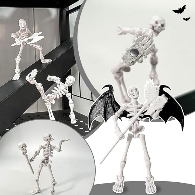T13 Skeleton Warrior Action Figure – 5.12" Movable Articulated Human Skeleton Model with Accessory, Collectible Anime & Game Character for Display, Paintable Desktop Decor (2pcs)