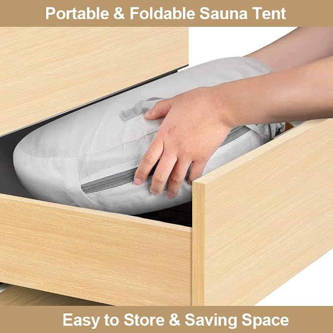 Smartmak Full Body Home Steam Sauna Kit, Foldable Lightweight Personal Portable Spa Saunas, 2L&1000W Steam Generator with Protection & Remote Control, Two Person Avalible for Relaxation-Dark Grey