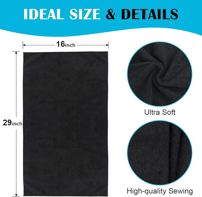 Orighty Black Microfiber Hand Towels, 24Pcs 16x28'', Quick Drying&Absorbent