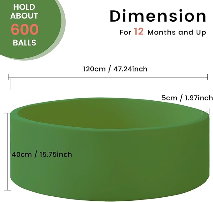 Ball Pit for Toddlers 47.24''x15.75'' Baby Ball Pits Round Foam Ball Pits Lagre Kids Ball Pit Kids Play Ball Pool Ideal Gift for Children (Green, NO Balls)