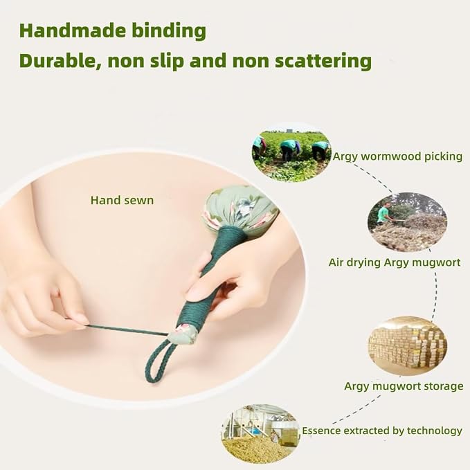 2PCS Long Size Lymphatic Drainage Hammer,Wormwood Herbal Massage Hammer,Manual Body Massage Hammer, Back Knock Long Handheld Massage Hammer for Back Pain Relief Green 12.5IN