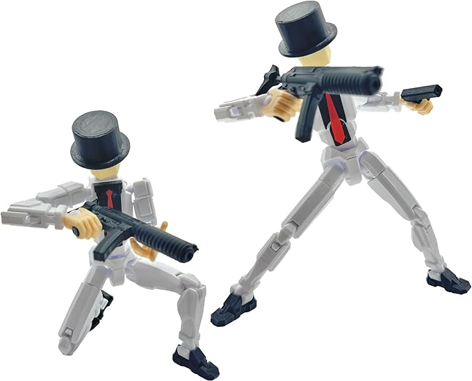 3D Printed 8.13-inch Action Figure Dummy-Mici20, Full Body Mechanical Movable Toy, Multiple Accessories, Desk Decoration (3 HandsType, Bracket, Weapons, Armour) (White)