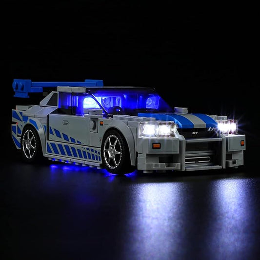 Vaodest LED Light for Lego 76917 Speed Champions Fast & Furious Nissan Skyline GT-R (R34) Toy Car Set,Design and Configuration Compatible with Model 76917 (LED Light Only, Not Building Block Kit)