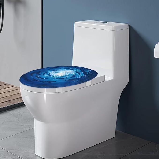 Ocean Shark Toilet Seat Covers for Bathroom Flannel Fabric Toilet Covers Pad Soft and Breathable Toilet Lid Cover Flannel Fabric Universal for Most Toilet Bowl Lids Blue