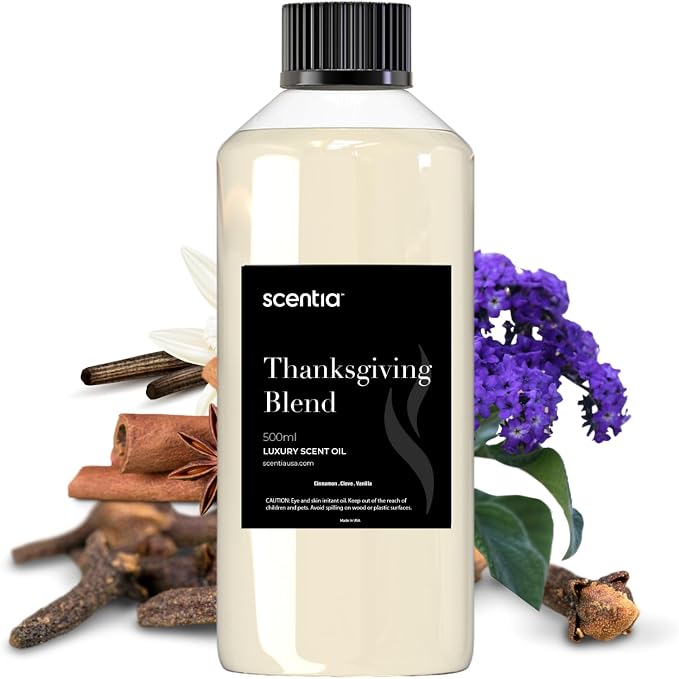 Scentia Thanksgiving Blend Essential Oil – 500 ml Premium Holiday Diffuser Oil with Cinnamon, Clove, Vanilla & Coconut | Bulk Aromatherapy for Homes, Spas, Hotels & DIY Crafts