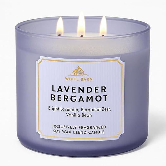 Bath & Body Works Lavender Bergamot 3-Wick Candle 14.5 oz – Bright Lavender, Zesty Bergamot & Warm Tonka Bean – Room-Filling Aromatic Jar