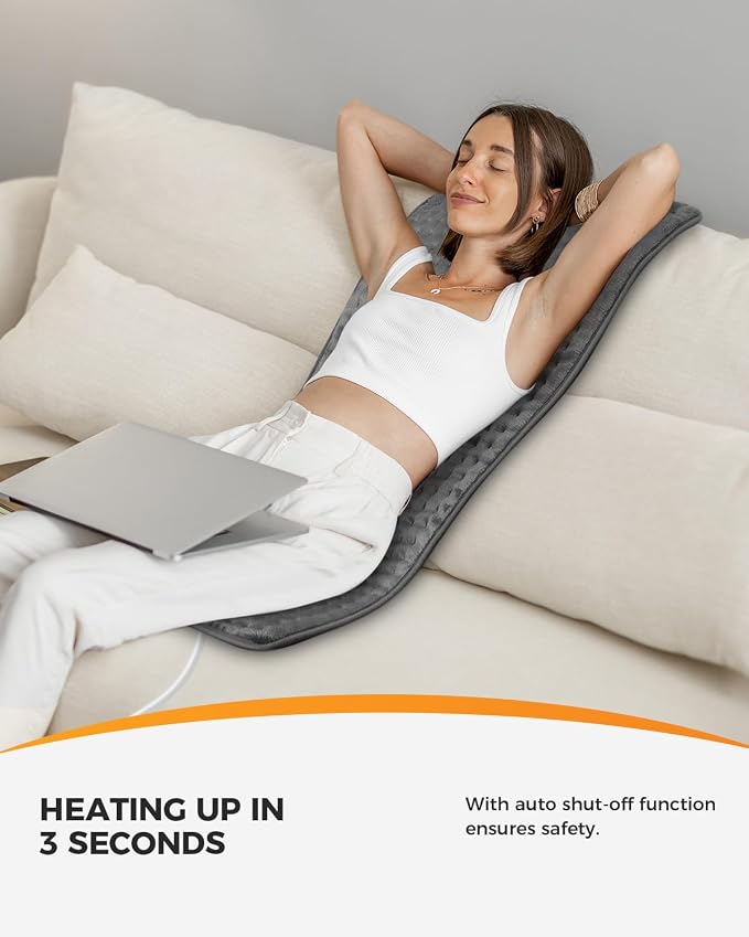 Heating Pad for Back Pain Relief & Cramps, CooCoCo Heating Pads with Auto Shut Off Large, 6 Heat Settings Electric Heated Pad, 17"x33", Dark Gray