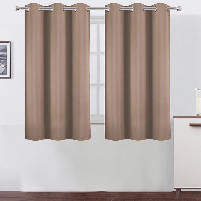 LEMOMO Cappuccino Blackout Curtains 42 x 54 Inch Length Set of 2 Panels Grommet Bedroom Curtains for Living Room