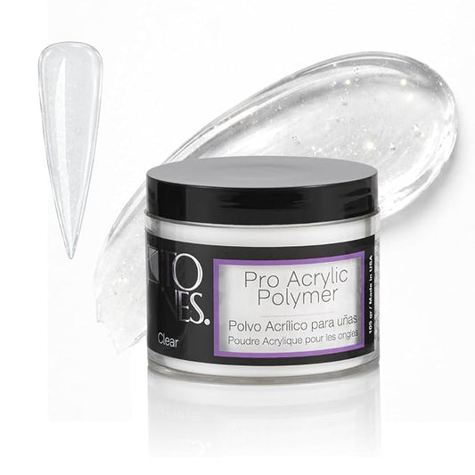 TONES Acrylic Powder with Sparkles – Sparkling Clear (Clear with Sparkles) | Bubble-Free Long-Lasting Polymer | Salon & Home Extensions & 3D Nail Art | MMA-Free | USA Made (3.5 oz)
