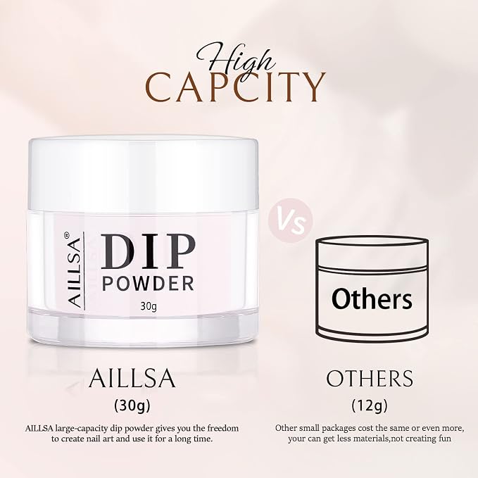 AILLSA Dip Powder Light Pink, Pink Dip Powder Nail 1 Oz | Nail Dipping Powder French Nail Art for Starter Manicure Salon DIY at Home, Dip Powder Colors Long Lasting, Odor-Free
