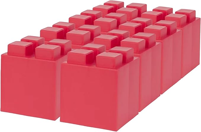 EverBlock 6" x 6" Half Size Plastic Modular Block Bulk Pack | Giant Building Blocks | Easy to Connect & Reuse | Indoor & Outdoor Use | Build Displays & Structures | Red