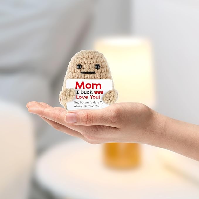 Birthday Gifts for Mom Positive Potato Encouragement Crochet Toys Christmas Stocking Stuffers (I Duck Love Mom)
