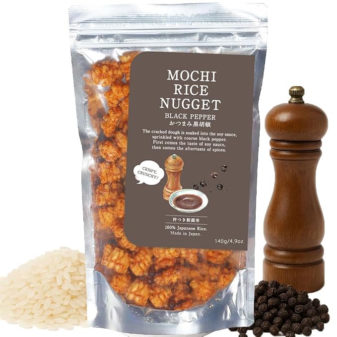 Mochi Rice Nuggets, Black Pepper Rice Crackers, No MSG, 4.9 oz (140 g)