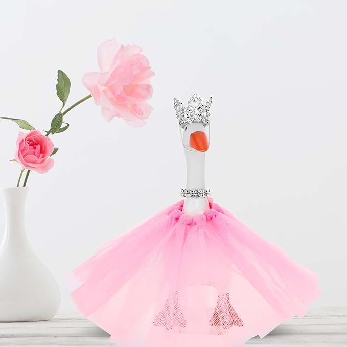 3 Pcs Desk Goose Outfits with Crown Rhinestone Necklace Pink Tutu Dress Princess Costume for 7inch Magnetic Key Holder Mini Goose Statue