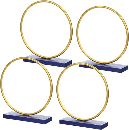 Leinuosen 2 Set Blue Gold Ring Party Decorations, Wooden Cartoon Gold Ring Table Centerpieces for Cartoon Video Game Party Birthday Decor