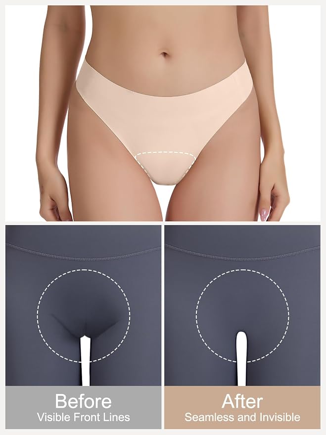Seamless Camel Toe Thongs for Women Invisible Cameltoe Thong Panty Liners No Show Workout G-Strings Underwear