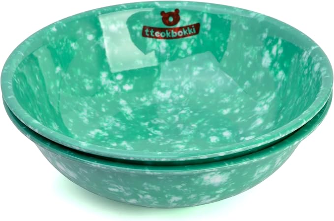 Traditional Korean Snack Tteokbokki Rice Cakes Ramen Melamine Bowls set of 2, 32oz 8-inch