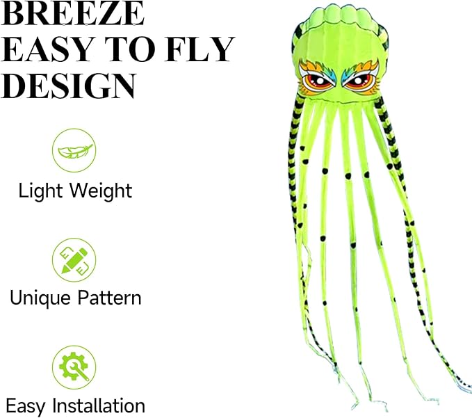 Kites for Adults Giant Octopus Kite 26ft for Outdoor Fun Large 3D Kite with Reel for Beach, Park, and Family Gatherings - Durable Design Easy to Fly