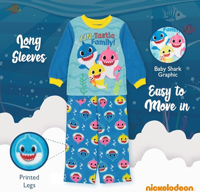 Nickelodeon boys Paw Patrol | Baby Shark 2-piece Loose-fit Pajama Set, Soft & Cute for Kids