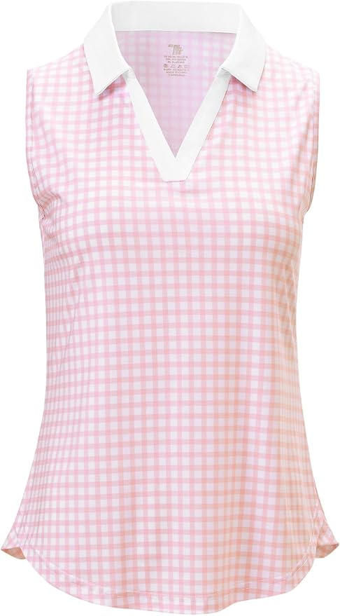 BGOWATU Women's Sleeveless Golf Polo Shirts Collared V Neck Tennis Tank Tops UPF 50+ Quick Dry Lightweight