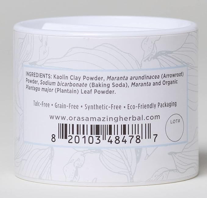Baby Powder Talc-Free, Cornstarch Free Baby Powder, Unscented Fragrance Free Powder, Arrowroot Clay and Organic Plantain Leaf Powder, Ora’s Amazing Herbal, 0.5 oz Travel 2 Pack