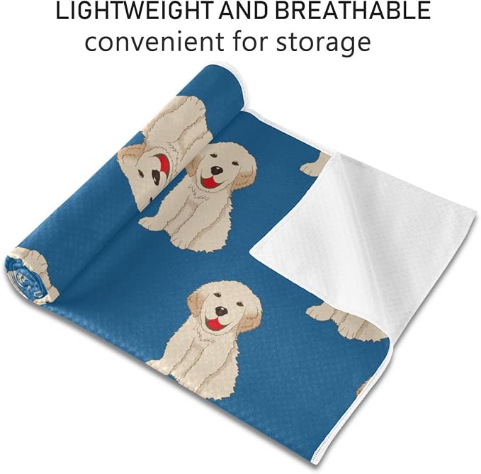 Labrador Golden Retriever Dog Yoga Mat Towel Non Slip Soft Sweat Absorbent Hot Yoga Mat Towel for Hot Yoga, Pilates and Workout-73 x 27 Inch