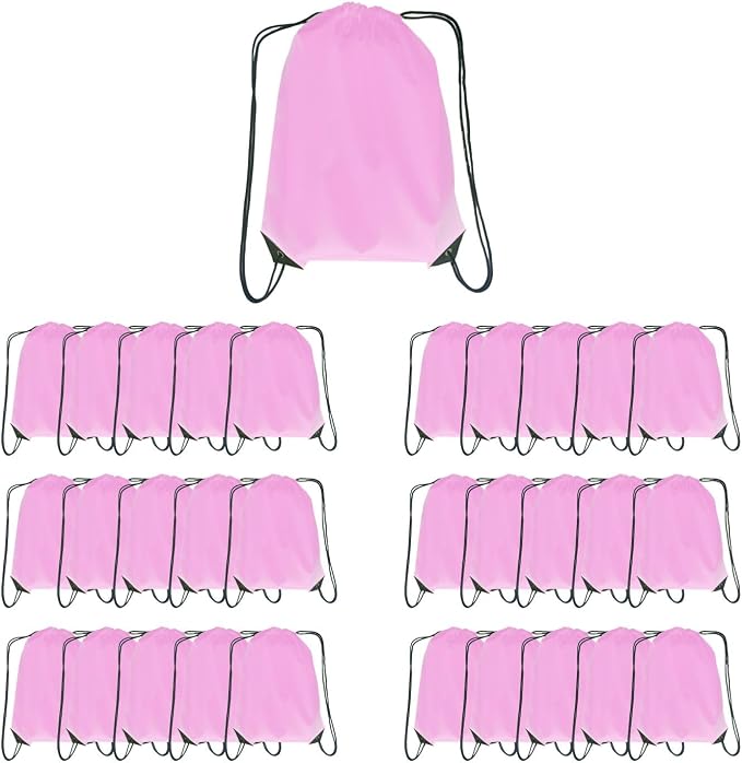 Drawstring Backpack Bulk 30 Packs Draw String Backpack Bags DIY Gym Sports Traveling Trip ride Pedestrianism Yoga Cinch Bag Sackpack Drawstring (pink)