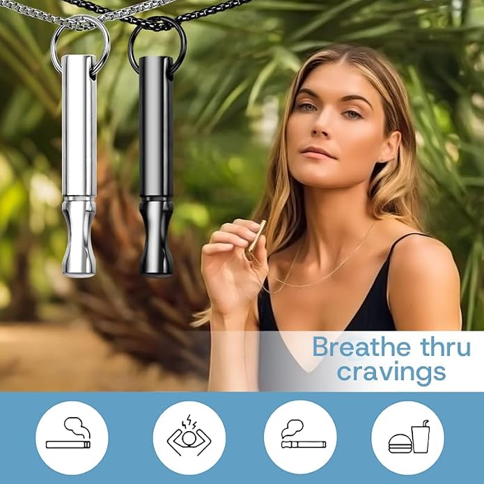 Mindfulness Breathing Necklace Stress Relief Pendant Stainless Steel Anxiety Breathe Necklace for Women Men