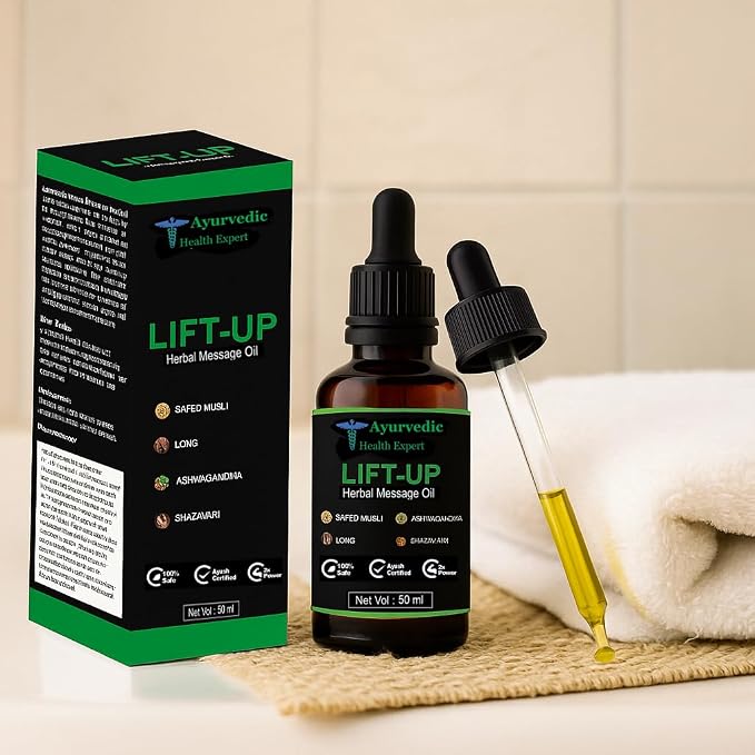 Lift-up 50ml | 100% Pure & Natural Herbal Massage Oil for Men | Boosts Strength, Stamina & Vitality | Chemical-Free Ayurvedic Formula
