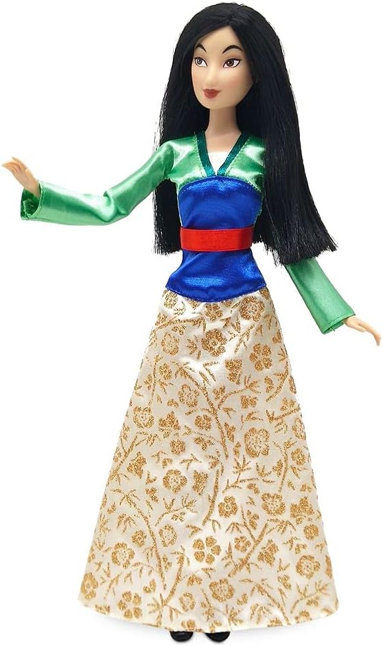 Disney Store Girl's Disney Princess Classic Doll (Mulan), 11 Inches, Includes Brush with Molded Details, Fully Posable Toy in Classic Outfit - Disney Princess Toys