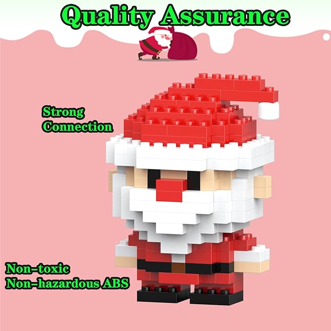 Christmas Building Blocks Compatible for Lego Christmas Santa Micro Blocks Stacking New Toys Holiday Present Box New Year Gifts for Kids Ages 6+ Boys and Girls(Santa)