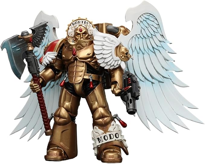 JOYTOY Warhammer 40K 1/18 Action Figures, Blood Angels Sanguinary Guard with Encarmine Axe and Inferno Pistol for Collectors & Decor, Ideal Gift for Christmas, Character Figure - JT7172