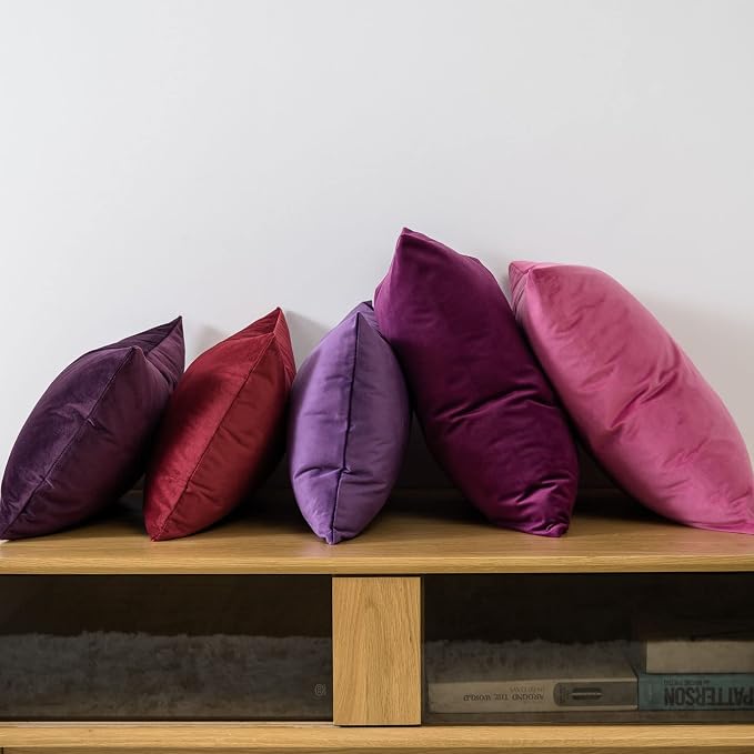 14x24 Pillow Covers Set of 2 Decorative Velvet Throw Pillow Covers,Burgundy | Luxury Red Cushion Covers with Invisible Zipper for Couch Sofa Bed Living Room Bedroom Home Decor Christmas