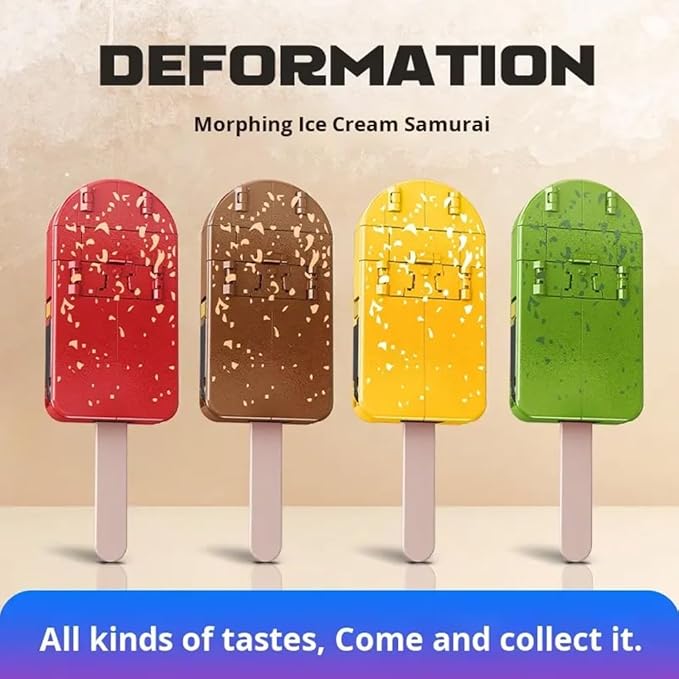 Ice Cream Transformer Toy, Transform into Robot Action Figure, 2 in 1diy Creative Transformations, Early Educational Brain Blocks,Birthday Party Favors Gift for Kids & Adults Action Figures