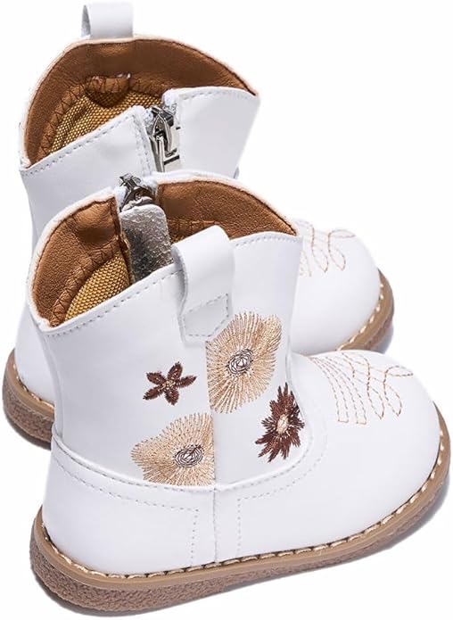 Newsonet Baby Cowboy Cowgirl Boots Infant Western Boots Toddler Boys Girls Round Toe Riding Mid Calf Boots All Seasons for 6 9 12 18 24 Months