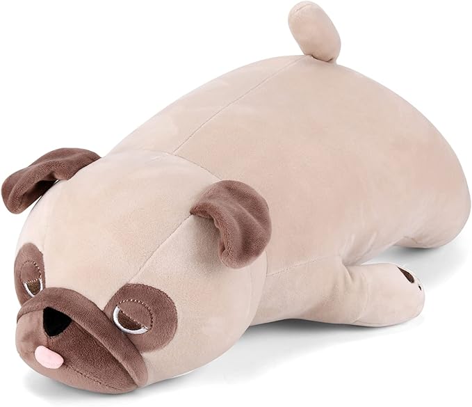gnomantic Pug Weighted Stuffed Animals - 28 Inch 4.0 Pounds Weighted Plushies Pug - Large Bulldog Plush Stuffed Animals Pillow - Cute Plush Toys Gifts for Kids & Adults