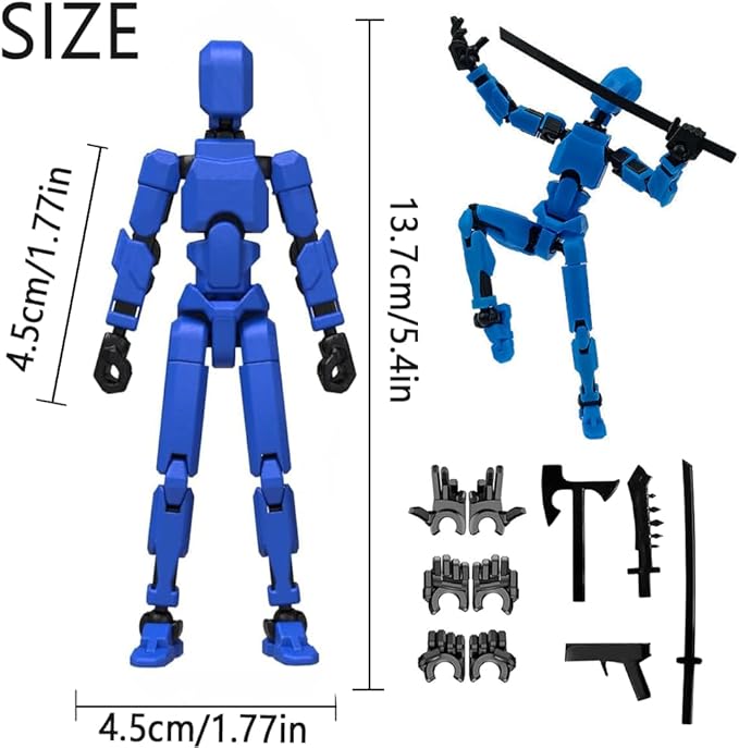 Titan13 Action Figure, Lucky Robot 13 Action Figure,3D Printed Multi-Jointed Movable Action Figures,Dummy Robot 13 Figure Creative Gifts for Kids Adults (Blue)