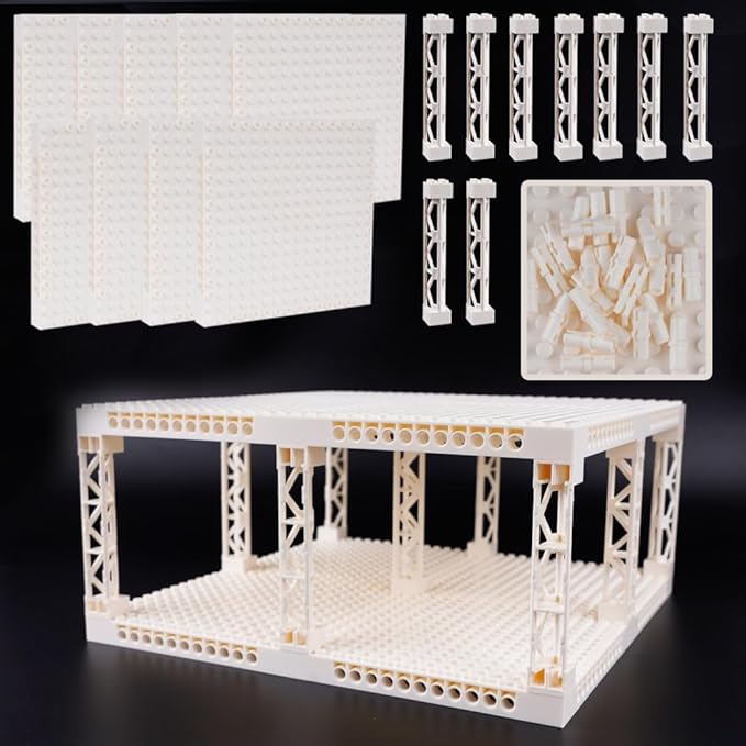 Brick Base 16x16 Plate 1/3 with Holes - Pins Suppor Pillar Accessories Pack,Pixel Art Painting Classic Building Block Bulk Parts and Pieces Sets - Compatible with 65803(White)