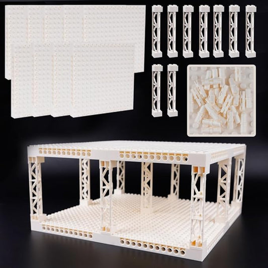 Brick Base 16x16 Plate 1/3 with Holes - Pins Suppor Pillar Accessories Pack,Pixel Art Painting Classic Building Block Bulk Parts and Pieces Sets - Compatible with 65803(White)
