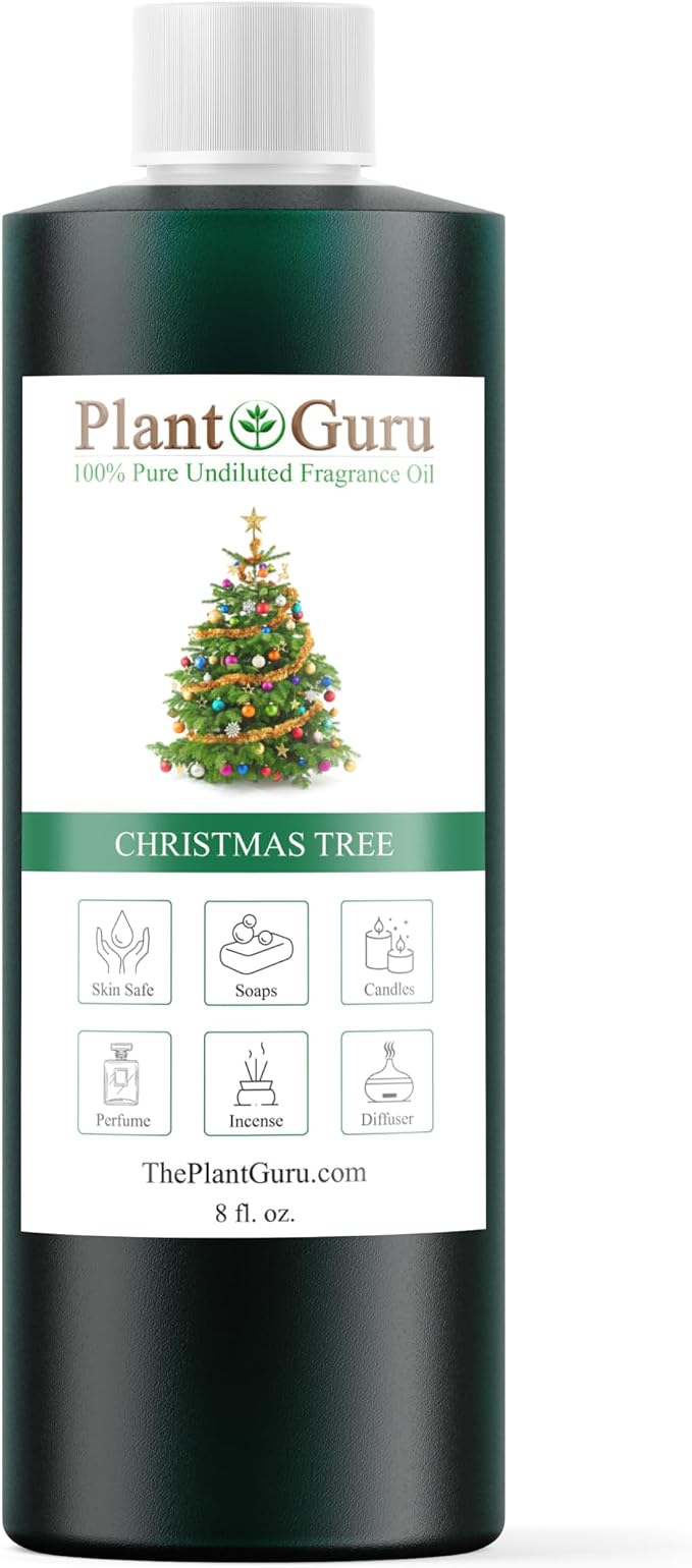 Christmas Tree Fragrance Oil 8 fl. oz. Holiday Scented Oil for DIY Soap Making, Candles, Bath Bombs, Body Butters. Used in Aromatherapy Diffusers, Burners and Warmers. Great for Lotions and Creams.