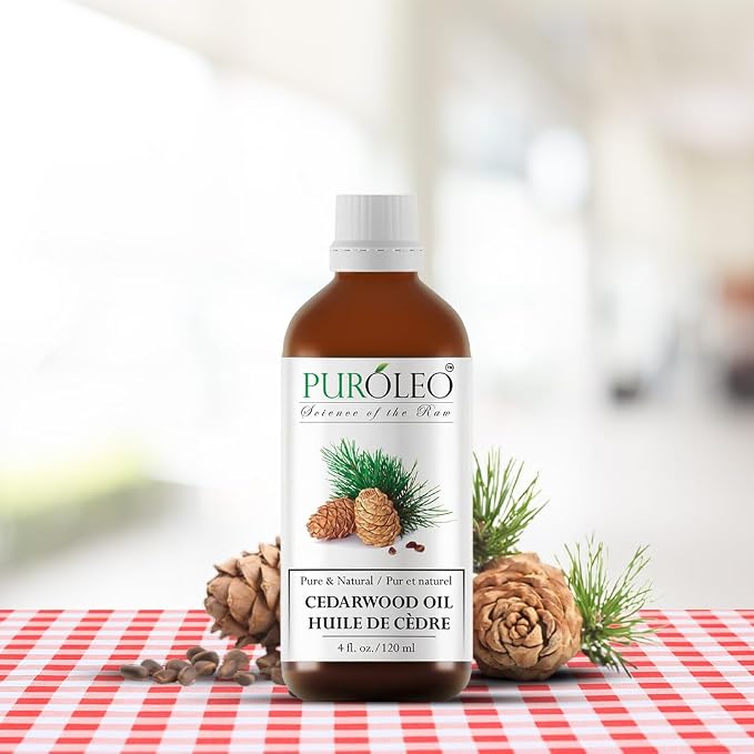PUROLEO Cedarwood Essential Oil 4 Fl Oz/120 ML (Packed in Canada) 100% Pure & Natural Cedarwood Oil for Aromatherapy, Relaxation, and Skin Care - Cedarwood Oil for Diffuser