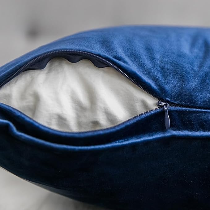 MIULEE Pack of 2 Decorative Velvet Pillow Covers Navy Blue Bundle Set of 2 Pillow Inserts 18x18