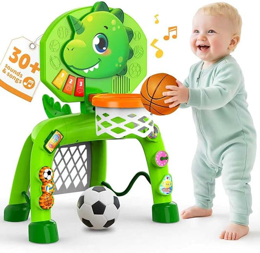 Toddler Basketball Hoop & Soccer Goal, Toys for 1 2 3 Year Old Boys, Kids Sports Toy with Light Sound Music, Toys for Baby 12-16-18 Months, Christmas Birthday Gifts for Ages 1-3