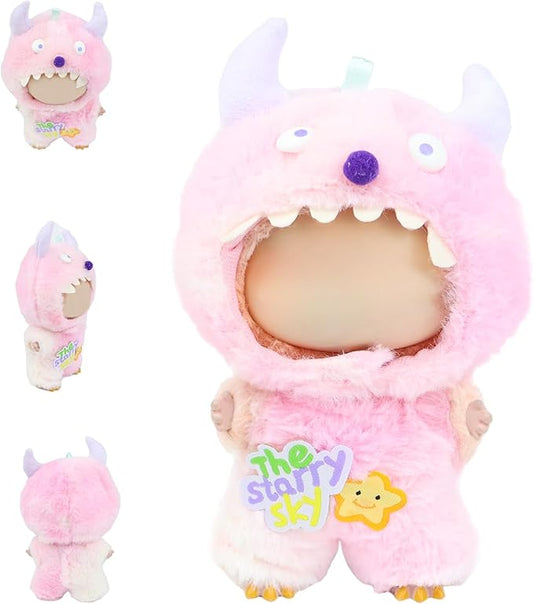 Clothes for labubu Doll 17cm Accessories Suit Cute Clothes for Doll Dress up Monster Style Outfits（Pink）